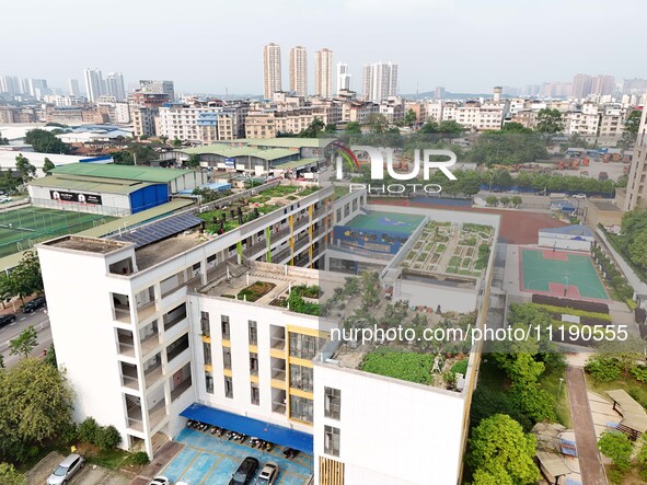 In Nanning, China, on April 28, 2024, the ''sky vegetable garden + garden'' on the roof of a primary school is providing teachers and studen...