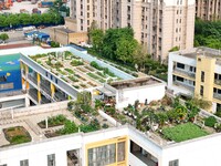 In Nanning, China, on April 28, 2024, teachers and students are experiencing farming in the ''sky vegetable garden + garden'' located on the...