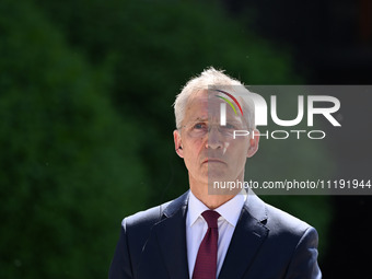 NATO Secretary General Jens Stoltenberg attends a press conference with President of Ukraine Volodymyr Zelensky following their negotiations...