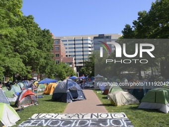 George Washington Student Encampment still stand up about All Out For Gaza in support to Palestinian people, today on April 29, 2024 at U Ya...