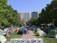 George Washington Student Encampment still stand up about All Out For Gaza in support to Palestinian people, today on April 29, 2024 at U Ya...