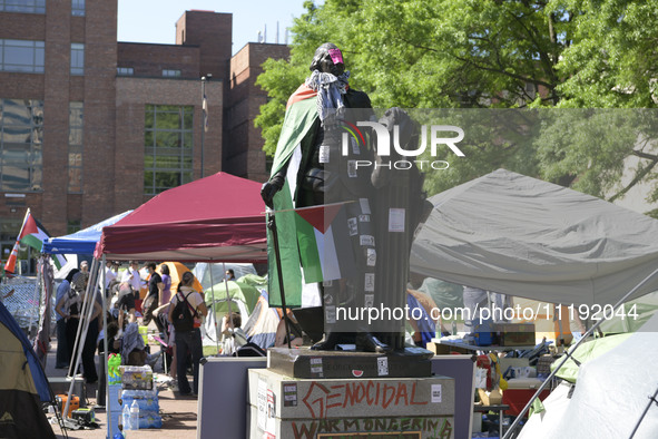 George Washington Student Encampment still stand up about All Out For Gaza in support to Palestinian people, today on April 29, 2024 at U Ya...