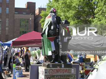 George Washington Student Encampment still stand up about All Out For Gaza in support to Palestinian people, today on April 29, 2024 at U Ya...