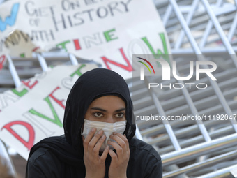 George Washington Student Encampment still stand up about All Out For Gaza in support to Palestinian people, today on April 29, 2024 at U Ya...