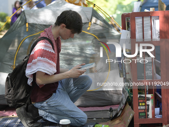 George Washington Student Encampment still stand up about All Out For Gaza in support to Palestinian people, today on April 29, 2024 at U Ya...