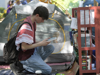 George Washington Student Encampment still stand up about All Out For Gaza in support to Palestinian people, today on April 29, 2024 at U Ya...