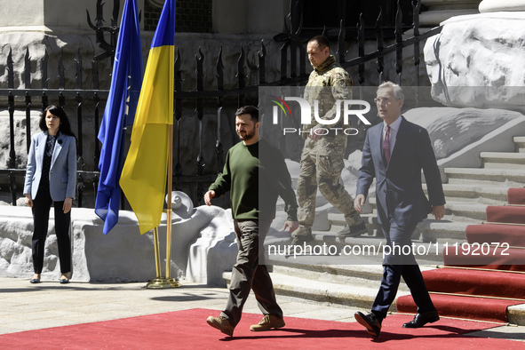 Ukraine's President Volodymyr Zelenskiy and NATO Secretary-General Jens Stoltenberg before a joint press conference, amid Russia's attack on...