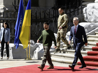 Ukraine's President Volodymyr Zelenskiy and NATO Secretary-General Jens Stoltenberg before a joint press conference, amid Russia's attack on...