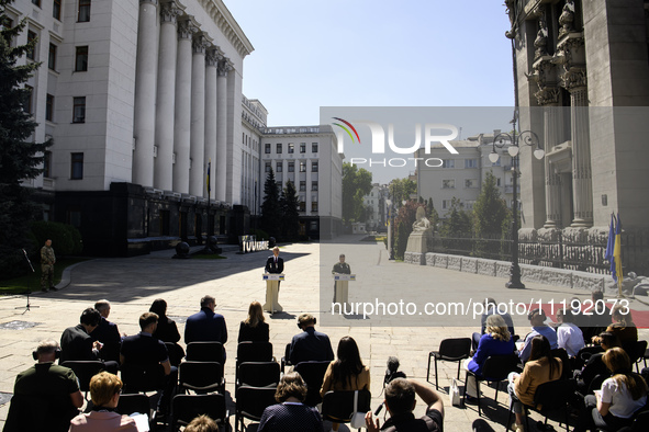 Ukraine's President Volodymyr Zelenskiy and NATO Secretary-General Jens Stoltenberg attend a joint press conference, amid Russia's attack on...