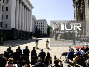 Ukraine's President Volodymyr Zelenskiy and NATO Secretary-General Jens Stoltenberg attend a joint press conference, amid Russia's attack on...