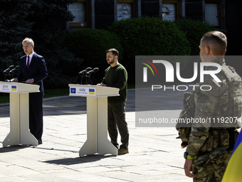 Ukraine's President Volodymyr Zelenskiy and NATO Secretary-General Jens Stoltenberg attend a joint press conference, amid Russia's attack on...