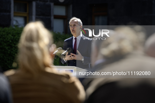 NATO Secretary-General Jens Stoltenberg attends a joint press conference with Ukraine's President Volodymyr Zelenskiy, amid Russia's attack...