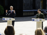 Ukraine's President Volodymyr Zelenskiy and NATO Secretary-General Jens Stoltenberg attend a joint press conference, amid Russia's attack on...