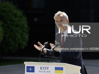 NATO Secretary-General Jens Stoltenberg attends a joint press conference with Ukraine's President Volodymyr Zelenskiy, amid Russia's attack...