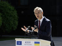 NATO Secretary-General Jens Stoltenberg attends a joint press conference with Ukraine's President Volodymyr Zelenskiy, amid Russia's attack...