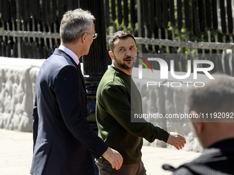 Ukraine's President Volodymyr Zelenskiy and NATO Secretary-General Jens Stoltenberg after a joint press conference, amid Russia's attack on...