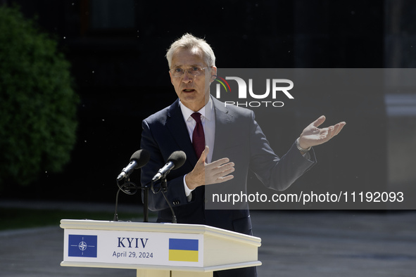 NATO Secretary-General Jens Stoltenberg attends a joint press conference with Ukraine's President Volodymyr Zelenskiy, amid Russia's attack...