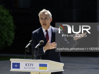 NATO Secretary-General Jens Stoltenberg attends a joint press conference with Ukraine's President Volodymyr Zelenskiy, amid Russia's attack...