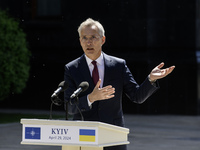 NATO Secretary-General Jens Stoltenberg attends a joint press conference with Ukraine's President Volodymyr Zelenskiy, amid Russia's attack...