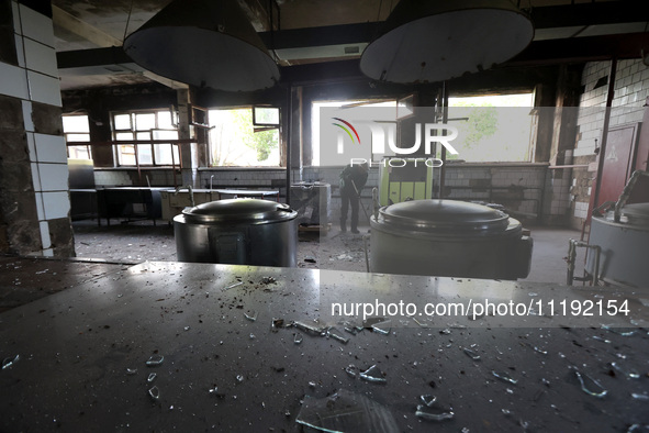 KHARKIV, UKRAINE - APRIL 27, 2024 - The food block at Psychiatric Hospital N3 in the Saltivskyi district is damaged by a nighttime Russian S...