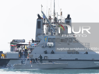 An Islamic Revolutionary Guard Corps (IRGC) Navy warship is being pictured during the IRGC marine parade commemorating the Persian Gulf Nati...