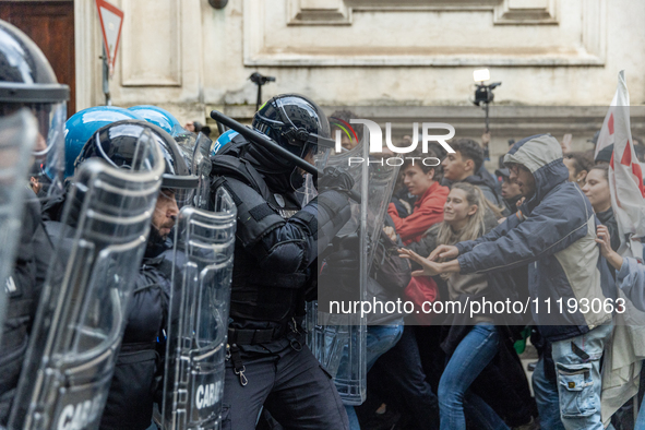 On April 29, 2024, a group of protesters gathered outside the G7 climate meeting in Turin, Italy, repeatedly attempting to reach the meeting...