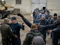 Russian prisoners of war are being held in a camp in Western Ukraine, on April 25, 2024. (