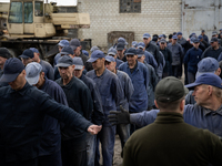 Russian prisoners of war are being held in a camp in Western Ukraine, on April 25, 2024. (