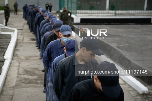 Russian prisoners of war are being held in a camp in Western Ukraine, on April 25, 2024. 