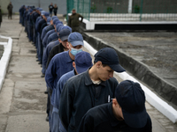 Russian prisoners of war are being held in a camp in Western Ukraine, on April 25, 2024. (