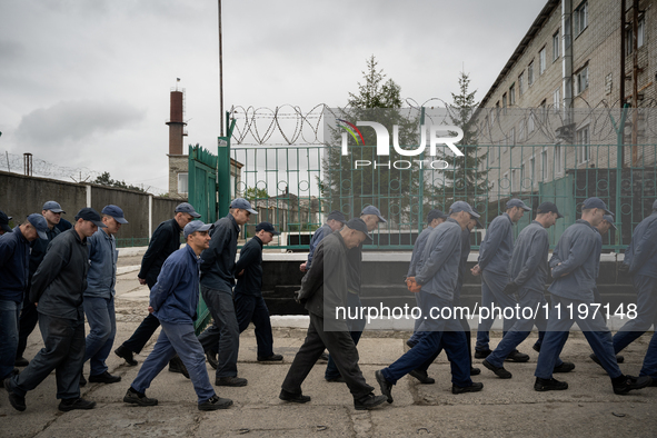 Russian prisoners of war are being held in a camp in Western Ukraine, on April 25, 2024. 