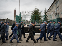 Russian prisoners of war are being held in a camp in Western Ukraine, on April 25, 2024. (