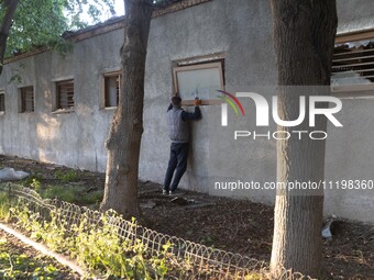 An animal shelter was damaged as a result of air strikes as Russian forces struck the central part of Kharkiv with bombs, on April 29, 2024....