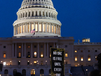 Jewish organizations advocating a ceasefire in Gaza and Palestinian freedom host a Passover Seder on the U.S. Capitol lawn, Washington, DC,...