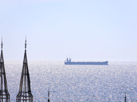 A foreign vessel is sailing the sea near Odesa, Ukraine, on April 30, 2024. NO USE RUSSIA. NO USE BELARUS. (