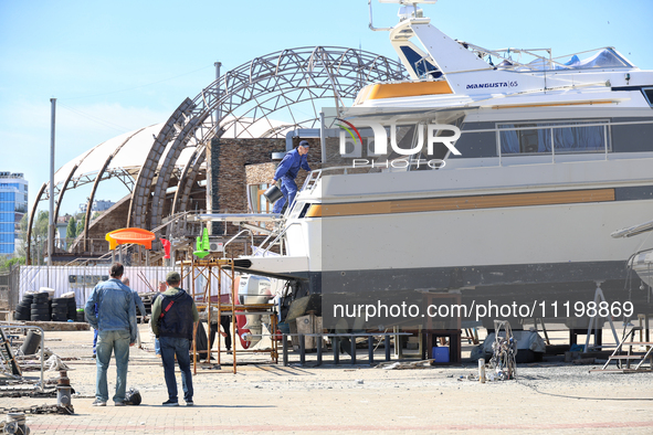 In Odesa, Ukraine, on April 30, 2024, the aftermath of a Russian missile strike on the waterfront from the previous day is being observed. N...