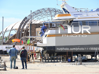 In Odesa, Ukraine, on April 30, 2024, the aftermath of a Russian missile strike on the waterfront from the previous day is being observed. N...