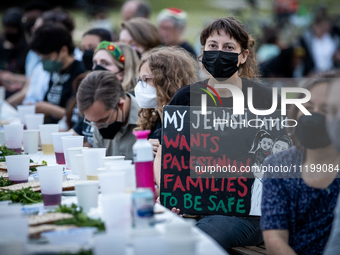 Jewish organizations advocating a ceasefire in Gaza and Palestinian freedom host a Passover Seder on the U.S. Capitol lawn, Washington, DC,...