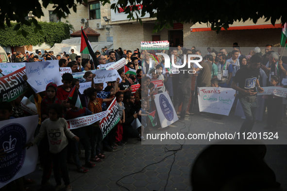 Palestinians are staging a rally to thank pro-Palestinian student solidarity initiatives in US and Canadian universities on their campuses i...