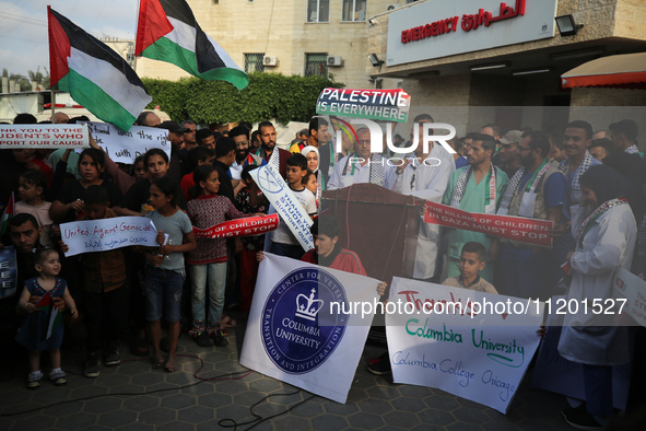 Palestinians are staging a rally to thank pro-Palestinian student solidarity initiatives in US and Canadian universities on their campuses i...