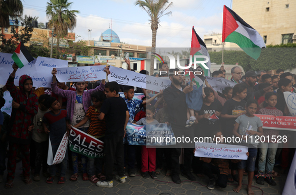 Palestinians are staging a rally to thank pro-Palestinian student solidarity initiatives in US and Canadian universities on their campuses i...