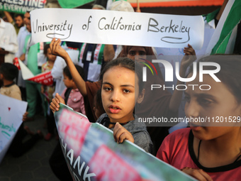 Palestinians are staging a rally to thank pro-Palestinian student solidarity initiatives in US and Canadian universities on their campuses i...