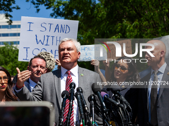 Rep. James Comer (R-KY), Chair of the House Oversight Committee, speaks at a press conference as he and far-right Republican committee membe...