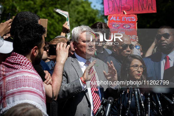 Rep. James Comer (R-KY), Chair of the House Oversight Committee speaks to reporters as he and far-right Republican committee members visit t...