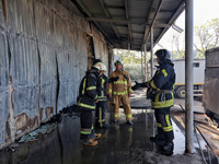 Rescuers are responding to a Russian ballistic missile strike on a Nova Poshta depot and cargo branch in Odesa, Ukraine, on May 2, 2024. The...