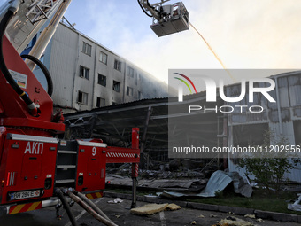 Rescuers are responding to a Russian ballistic missile strike on a Nova Poshta depot and cargo branch in Odesa, Ukraine, on May 2, 2024. The...