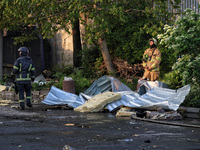 Rescuers are responding to a Russian ballistic missile strike on a Nova Poshta depot and cargo branch in Odesa, Ukraine, on May 2, 2024. The...