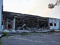 A Nova Poshta depot and cargo branch are being damaged by a Russian ballistic missile strike in Odesa, Ukraine, on May 2, 2024. All 18 emplo...