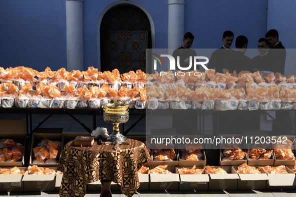 A service is blessing Easter cakes that are being sent to Ukrainian servicemen at the front for Orthodox Easter, amid Russia's attack on Ukr...