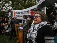 DUBLIN, IRELAND - MAY 2:
Pro-Palestinian activists and Irish musicians stand in solidarity outside RTE's studios, urging Ireland's national...